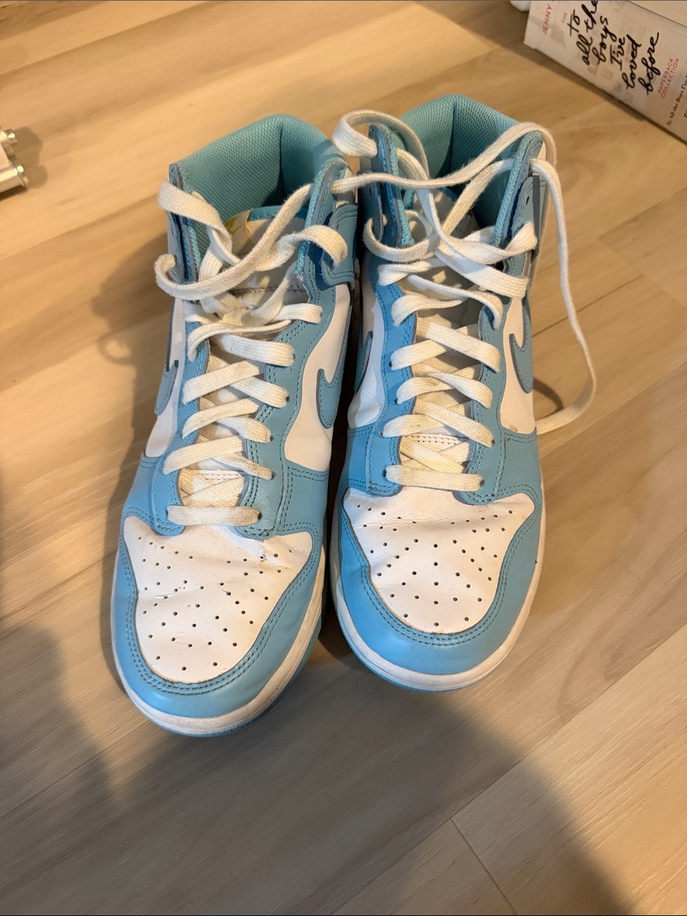 Nike Women's Light Blue and White High-Top Sneakers - Picture 2 of 4